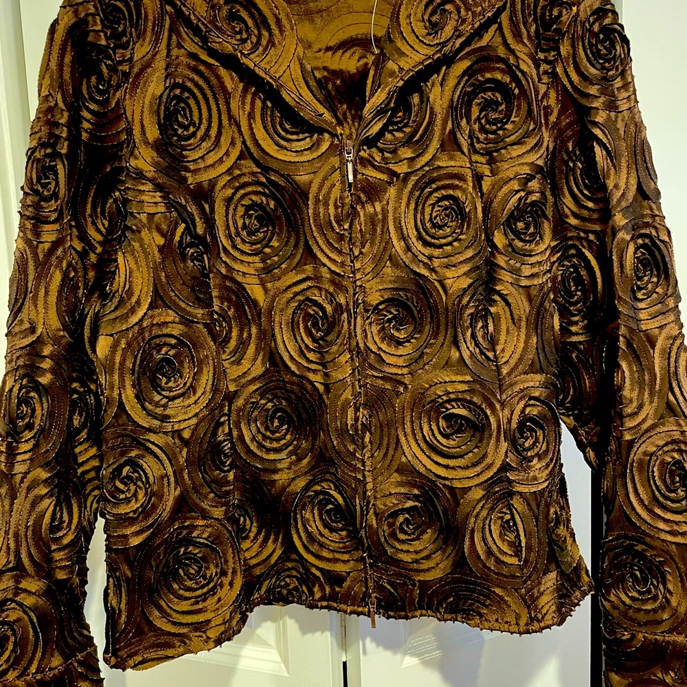 Now $25 Rich Chocolate Brown Jacket with zippered front by Samuel Dong
